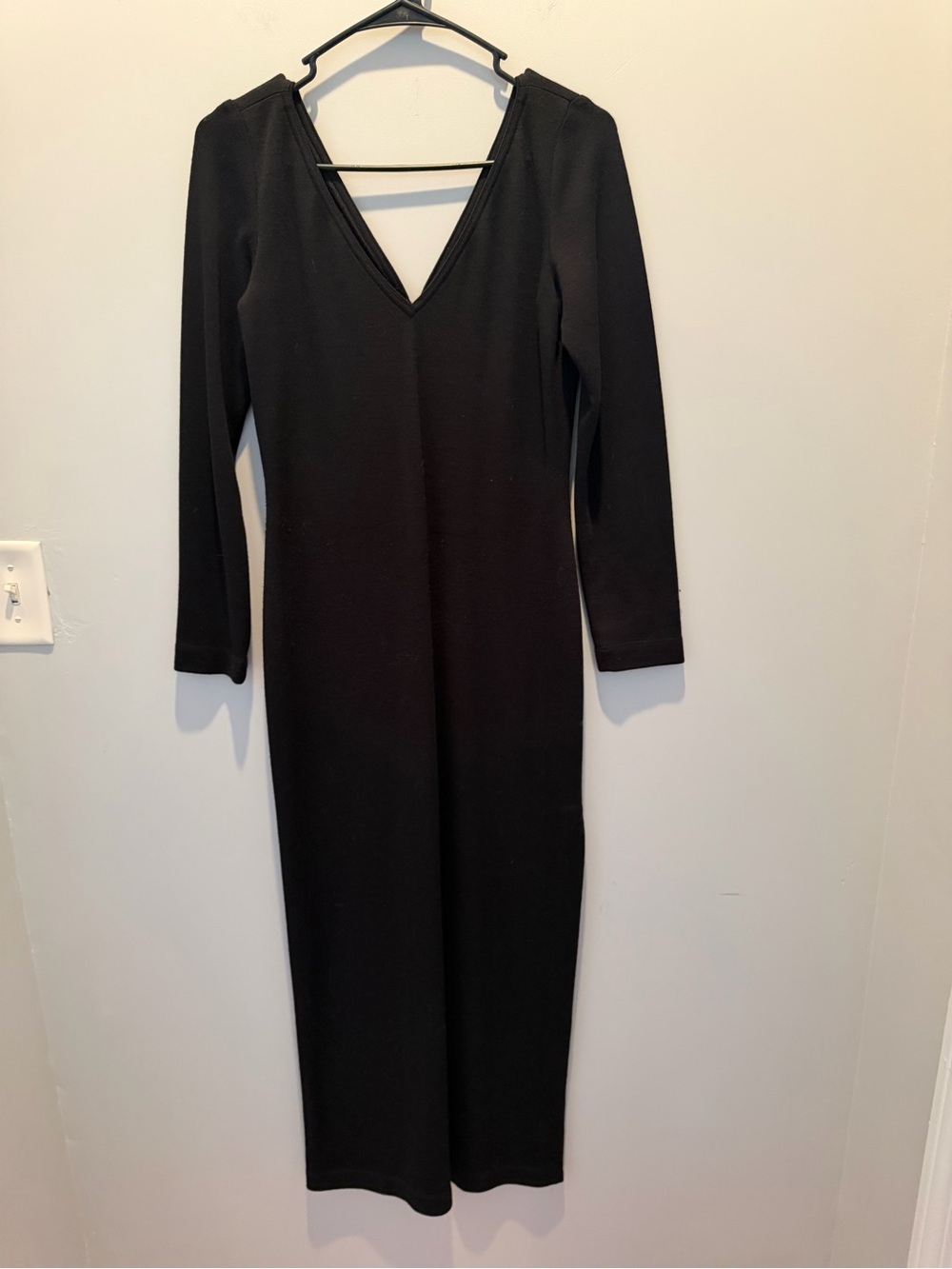 Linda Allard Ellen Tracy 100% Wool Vintage V-Neck Midi Dress with Long Sleeves - Picture 3 of 7